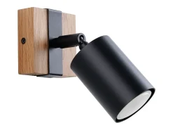 Lámparas de pared Zynelix escandinavo de acero/madera natural - 1 fuentes luminosas 4000K - L.8 x A.13 cm - negro/madera natural