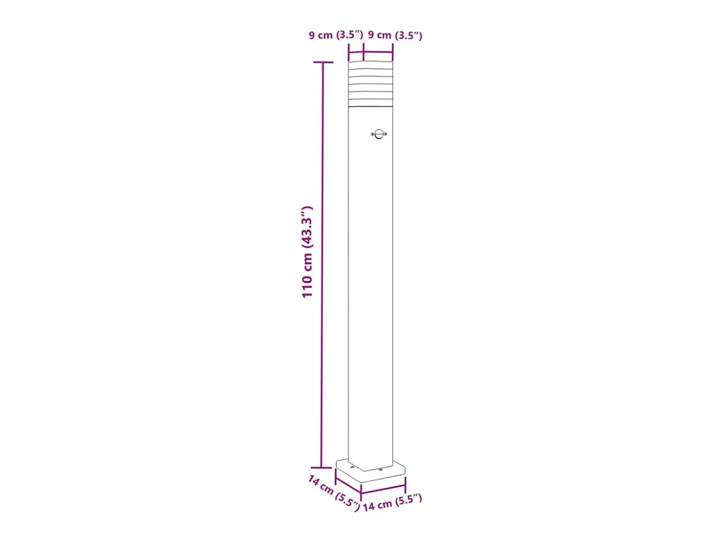 Lámparas de pie de exterior con sensor 3 piezas 110 cm aluminio negro 02_0042564