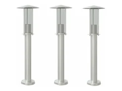 Lámparas de suelo de exterior 3 unidades acero inoxidable 60 cm ES423899