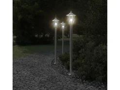 Lámparas de suelo de exterior 3 uds acero inoxidable 120 cm ES890392