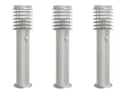 Lámparas de suelo de exterior con sensor 3 uds acero inox 60 cm ES363917