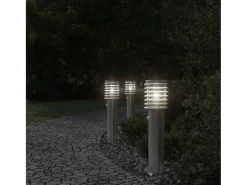 Lámparas de suelo de exterior con sensor 3 uds acero inox 60 cm ES363917