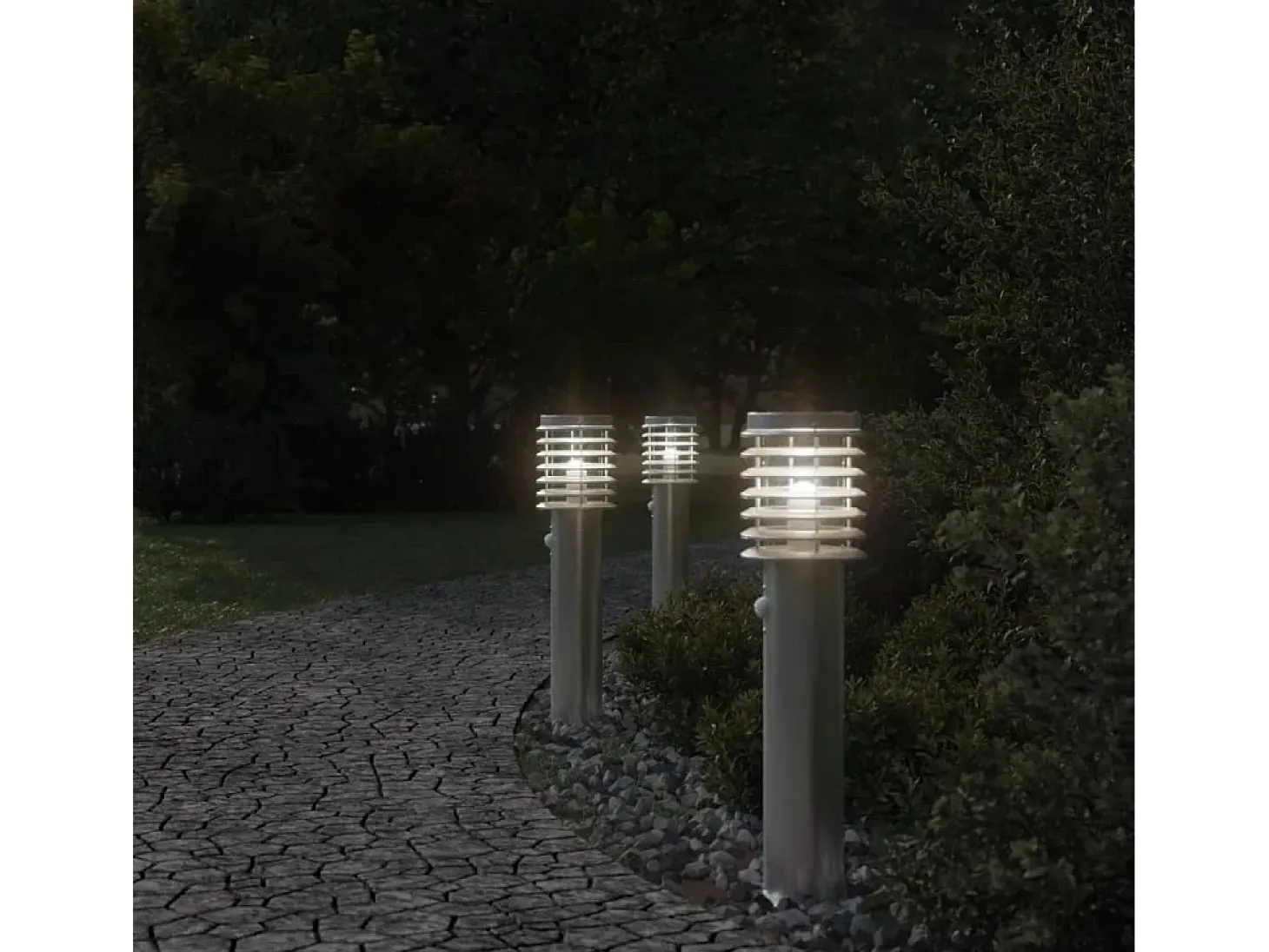 Lámparas de suelo de exterior con sensor acero inoxidable 60 cm ES473289