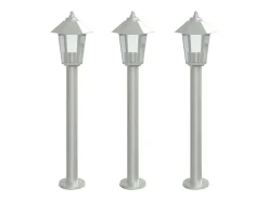 Lámparas de suelo de exterior 3 unidades acero inoxidable 80 cm ES201003