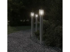 Lámparas de suelo exterior con enchufe 3 uds acero inox 110 cm ES123184