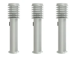 Lámparas de suelo exterior con enchufe 3 uds acero inox 60 cm ES238632