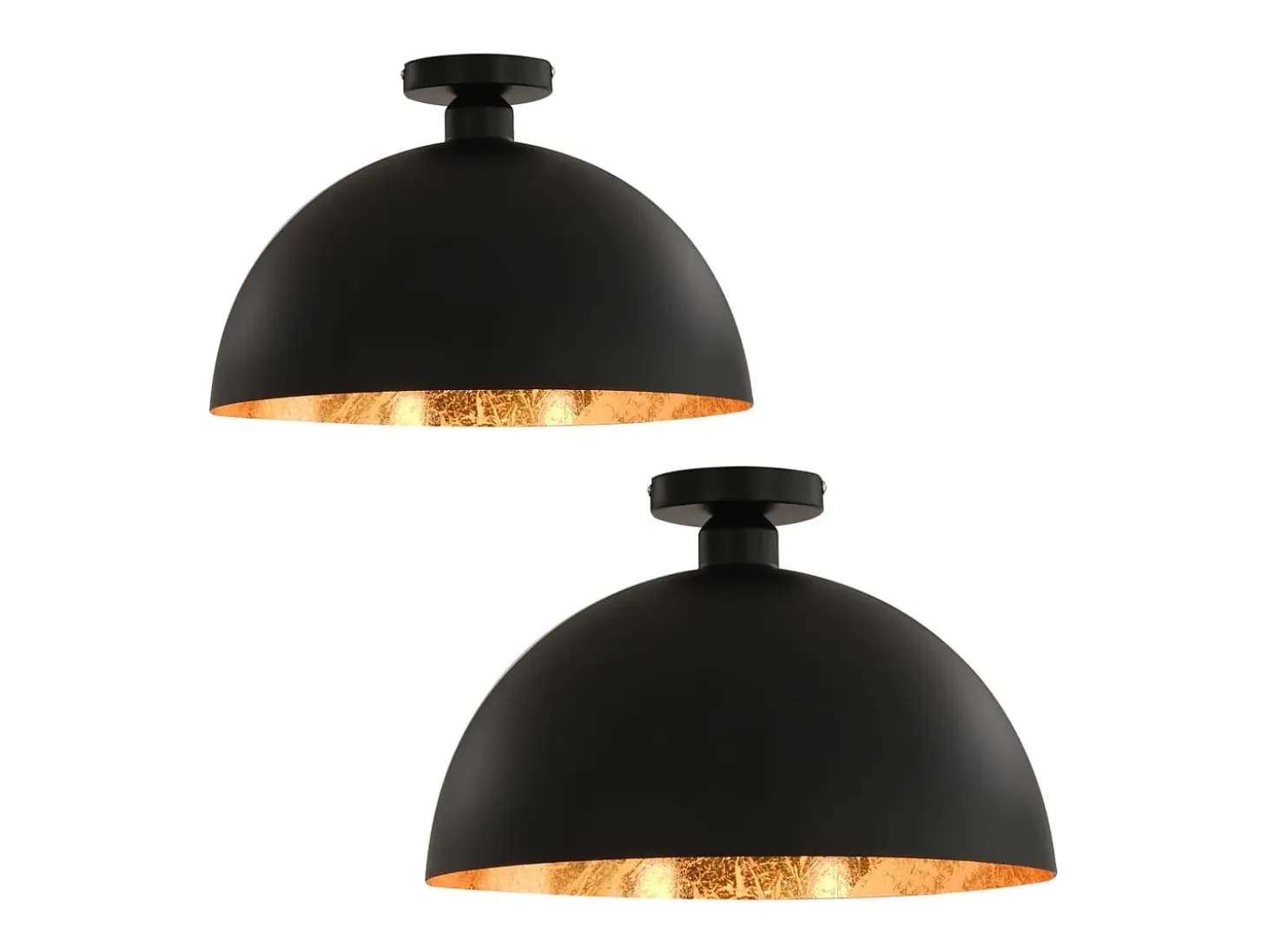 Lámparas de techo 2 uds semiesféricas negro y dorado E27 ES464662