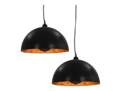 Lámparas de techo 2 uds semiesféricas negro y dorado 40 cm E27 ES784181