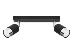 Lámparas de techo Alvor moderno de acero - 2 fuentes luminosas 4000K - L.30 x A.18 cm - negro/cromo