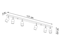 Lámparas de techo Alvor moderno de acero - 6 fuentes luminosas 4000K - L.117 x A.18 cm - oro negro