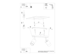 Lámparas de techo Alvor moderno de acero - 2 fuentes luminosas 3000K - L.30 x A.18 cm - negro/cromo