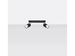 Lámparas de techo Alvor moderno de acero - 2 fuentes luminosas 3000K - L.30 x A.18 cm - negro/cromo