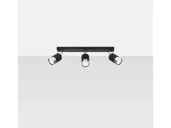 Lámparas de techo Alvor moderno de acero - 3 fuentes luminosas 3000K - L.45 x A.18 cm - negro/cromo