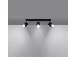 Lámparas de techo Alvor moderno de acero - 3 fuentes luminosas 4000K - L.45 x A.18 cm - negro/cromo