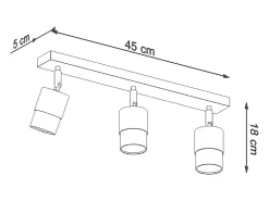 Lámparas de techo Alvor moderno de acero - 3 fuentes luminosas 4000K - L.45 x A.18 cm - negro/cromo