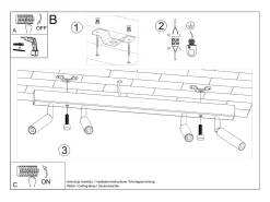 Lámparas de techo Astix moderno de aluminio - 4 fuentes luminosas 4000K - L.60 x A.20 cm - negro