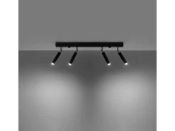 Lámparas de techo Astix moderno de aluminio - 4 fuentes luminosas 4000K - L.60 x A.20 cm - negro
