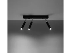 Lámparas de techo Astix moderno de aluminio - 3 fuentes luminosas 4000K - L.35 x A.20 cm - negro