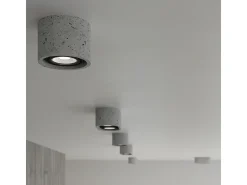 Lámparas de techo Blaze industrial de concreto - 2 fuentes luminosas 4000K - L.27 x A.9 cm - gris