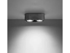 Lámparas de techo Blaze industrial de concreto - 2 fuentes luminosas 4000K - L.27 x A.9 cm - gris