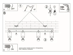 Lámparas de techo Briix moderno de acero - 4 fuentes luminosas 3000K - L.80 x A.16 cm - blanco