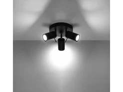 Lámparas de techo Briix moderno de acero - 3 fuentes luminosas 4000K - L.20 x A.18 cm - negro