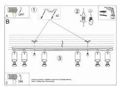 Lámparas de techo Briix moderno de acero - 6 fuentes luminosas 4000K - L.118 x A.16 cm - blanco