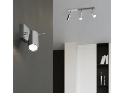 Lámparas de techo Briix moderno de acero - 2 fuentes luminosas 3000K - L.30 x A.16 cm - cromo