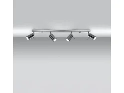 Lámparas de techo Briix moderno de acero - 4 fuentes luminosas 4000K - L.80 x A.16 cm - cromo