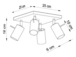 Lámparas de techo Briix moderno de acero - 4 fuentes luminosas 3000K - L.25 x A.16 cm - blanco