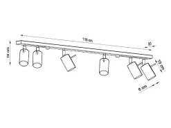 Lámparas de techo Briix moderno de acero - 6 fuentes luminosas 3000K - L.118 x A.16 cm - negro