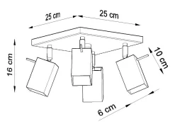 Lámparas de techo Briow moderno de acero - 4 fuentes luminosas 4000K - L.25 x A.16 cm - gris