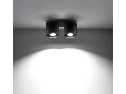 Lámparas de techo Celeris moderno de aluminio - 2 fuentes luminosas 4000K - L.26 x A.12 cm - negro