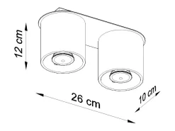 Lámparas de techo Celeris moderno de aluminio - 2 fuentes luminosas 4000K - L.26 x A.12 cm - negro