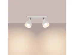 Lámparas De Techo Elba Desván De Acero - 2 Fuentes Luminosas - L.47 X A.18,5 Cm - Blanco