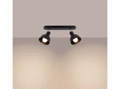Lámparas De Techo Elba Desván De Acero - 2 Fuentes Luminosas - L.47 X A.18,5 Cm - Negro