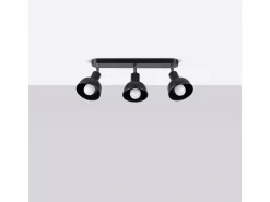 Lámparas De Techo Elba Desván De Acero - 3 Fuentes Luminosas - L.59 X A.18,5 Cm - Negro
