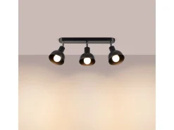 Lámparas De Techo Elba Desván De Acero - 3 Fuentes Luminosas - L.59 X A.18,5 Cm - Negro