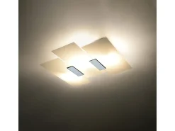 Lámparas de techo Fabulario moderno de acero/vidrio - 3 fuentes luminosas 4000K - L.40 x A.7 cm - cromo/blanco