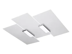 Lámparas de techo Fabulario moderno de acero/vidrio - 3 fuentes luminosas 3000K - L.40 x A.7 cm - cromo/blanco