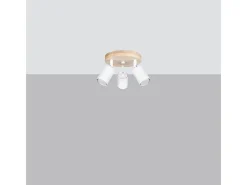 Lámparas de techo Flare escandinavo de acero/madera - 3 fuentes luminosas 3000K - L.33 x A.17 cm - madera blanca