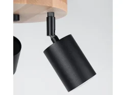 Lámparas de techo Flare escandinavo de acero/madera - 3 fuentes luminosas 4000K - L.33 x A.17 cm - madera negra