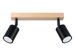 Lámparas de techo Flare moderno de acero/madera - 2 fuentes luminosas 3000K - L.46 x A.17,5 cm - madera negra