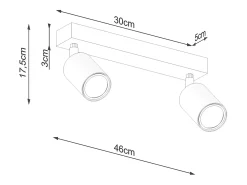 Lámparas de techo Flare moderno de acero/madera - 2 fuentes luminosas 3000K - L.46 x A.17,5 cm - madera negra
