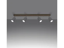 Lámparas de techo Flare moderno de acero/madera - 4 fuentes luminosas 4000K - L.96 x A.17,5 cm - madera blanca