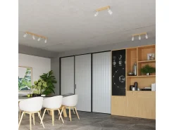 Lámparas de techo Flare moderno de acero/madera - 4 fuentes luminosas 4000K - L.96 x A.17,5 cm - madera blanca