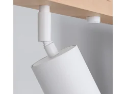 Lámparas de techo Flare moderno de acero/madera - 4 fuentes luminosas 4000K - L.96 x A.17,5 cm - madera blanca