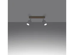 Lámparas de techo Flare moderno de acero/madera - 2 fuentes luminosas 4000K - L.46 x A.17,5 cm - madera blanca