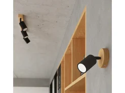 Lámparas de techo Flare moderno de acero/madera - 3 fuentes luminosas 3000K - L.61 x A.17,5 cm - madera negra