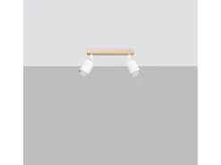 Lámparas de techo Flare moderno de acero/madera - 2 fuentes luminosas 3000K - L.46 x A.17,5 cm - madera blanca
